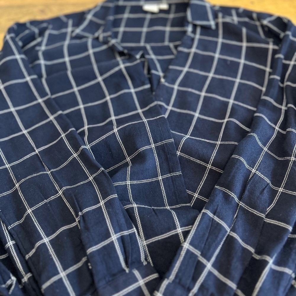 GAP Flannel Blue Buffalo Check Lightweight Long Sleeve - Picture 10 of 12